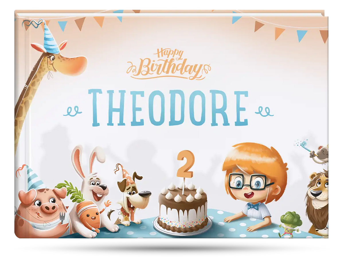 The cover of the customized birthday book where your kid turns two with a our personalized storybooks for toddlers.