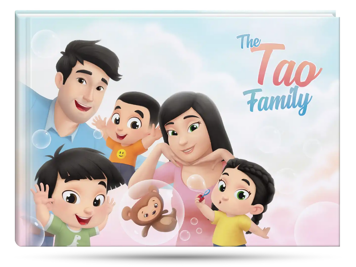 Family book with personalized illustrations available for three kids is the best Christmas gift.