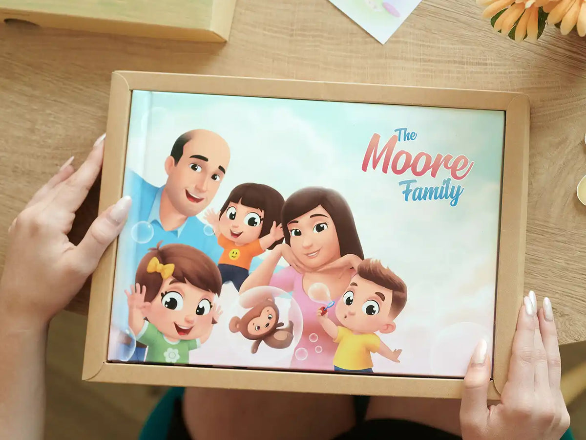 Personalized book for family of three kids is a great gift.