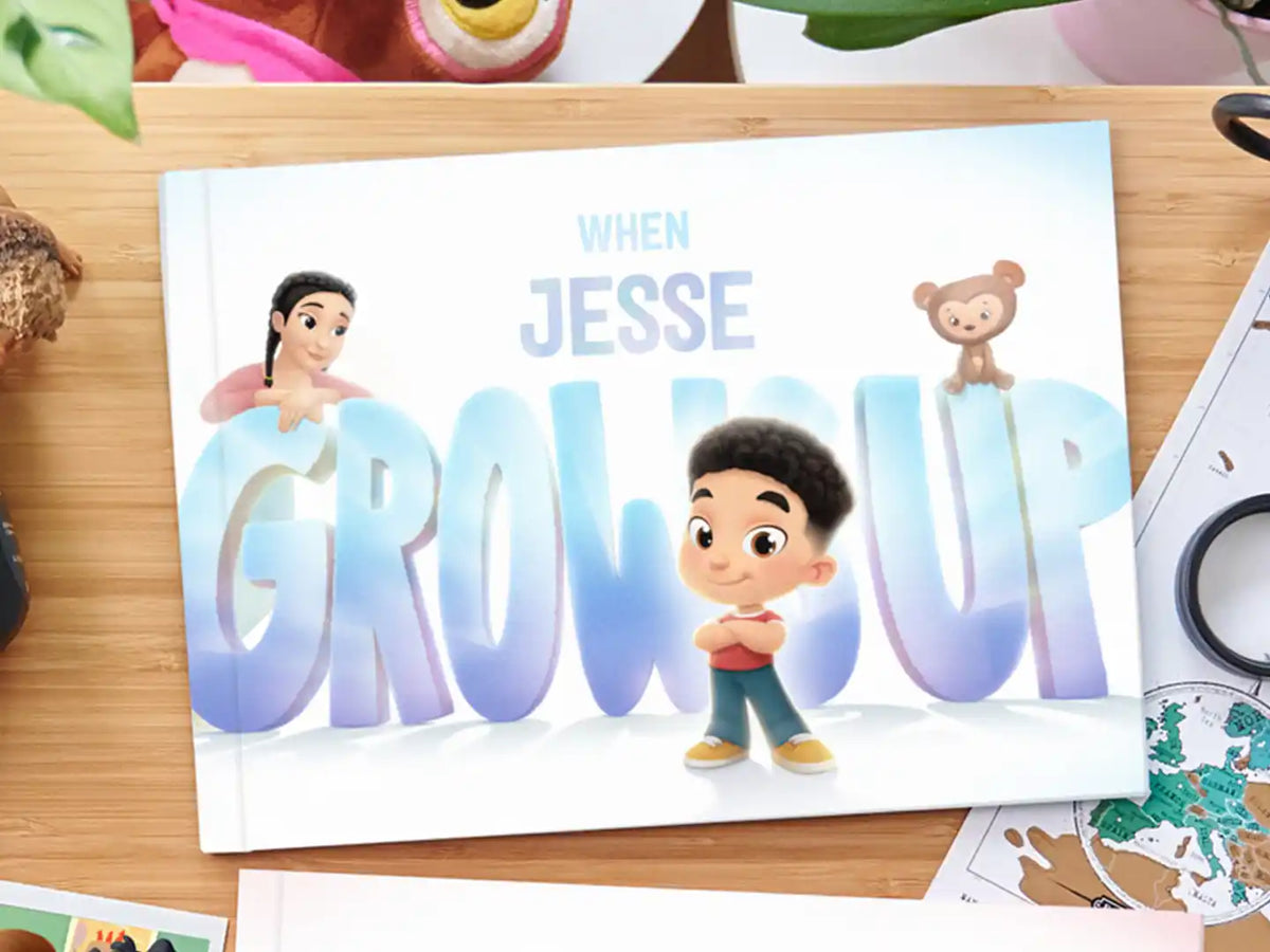 The cover of the custom book for mom and son When Jesse Grows Up.