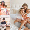 Siblings are excitingly looking at their personalized characters in the customized book for moms and kids.