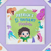 Boy holding Hooray Heroes' bestselling dinosaur book were you can customize the look of your kid.
