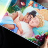 A glimpse inside this personalized love book for couples, featuring a beautiful illustration of a couple cuddling—an unforgettable keepsake to honor your love and cherish special moments together.