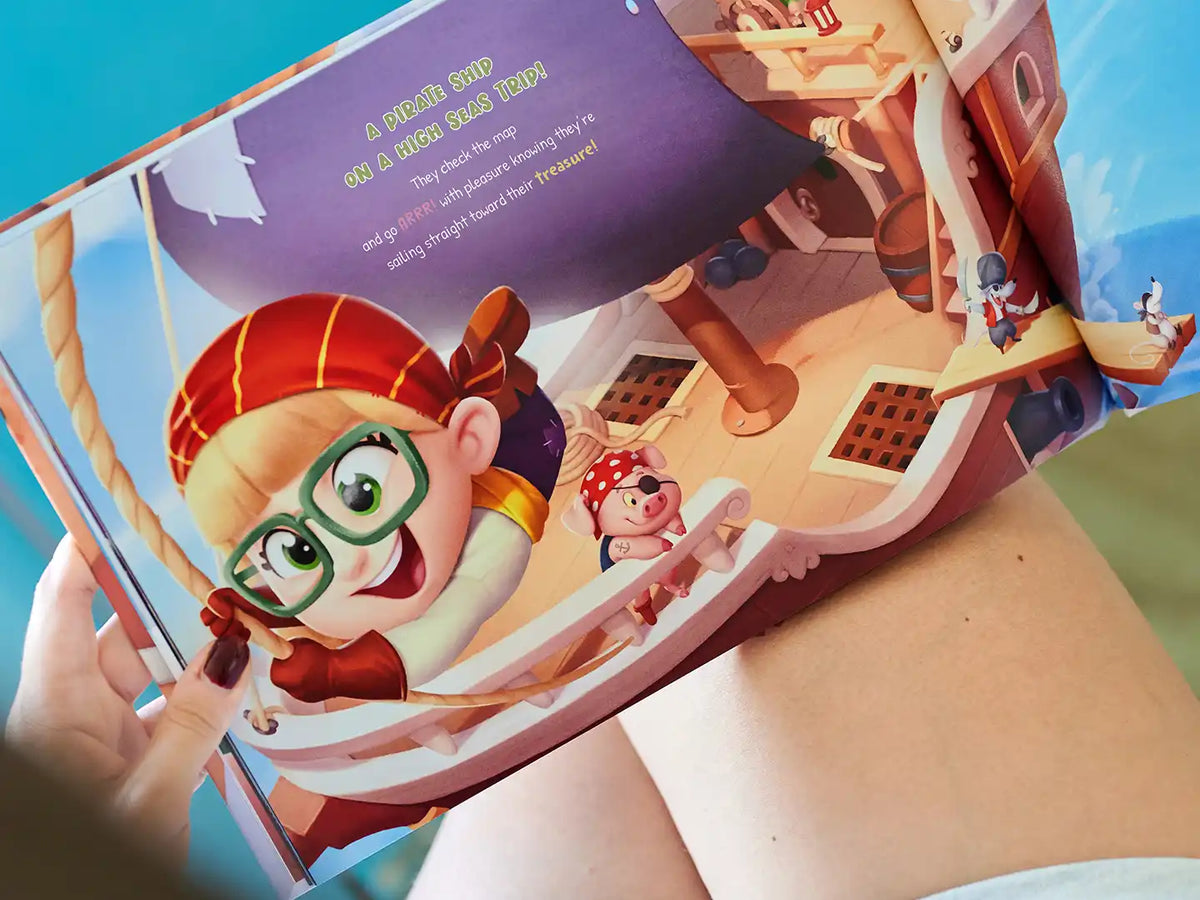 Stories of this personalized book for siblings and children are funny and lovely illustrated.
