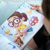 Fun illustration of a girl playing guitar from our custom dad book for Christmas.