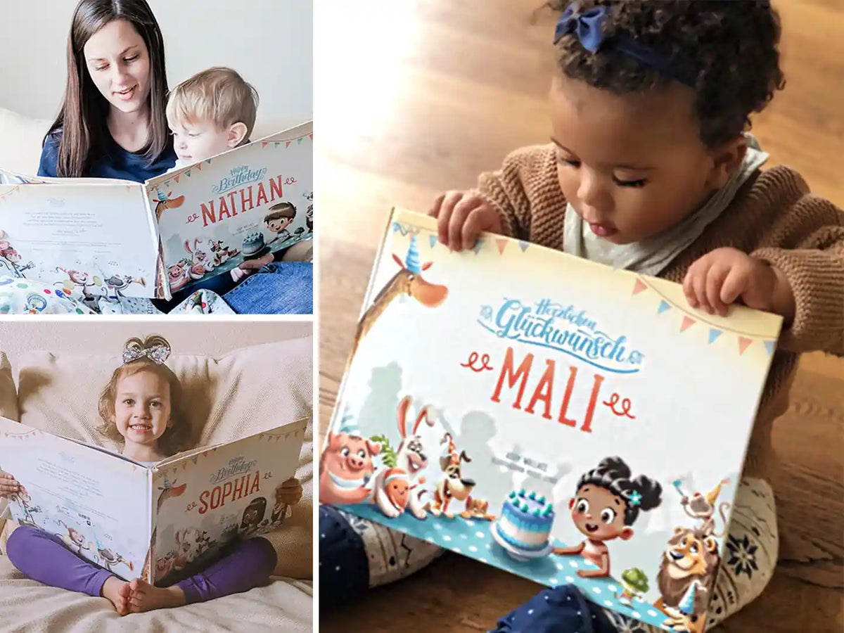 1st year olds celebrating the magic of first birthdays with a unique storybook from Hooray Heroes.
