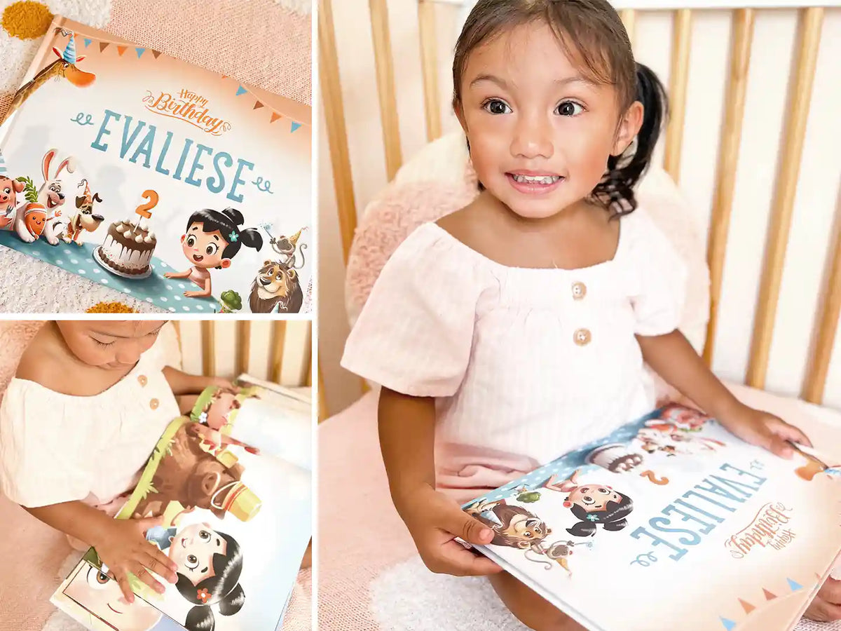 Beautiful girl is celebrating her second birthday with a fun DIY book with her name on it.