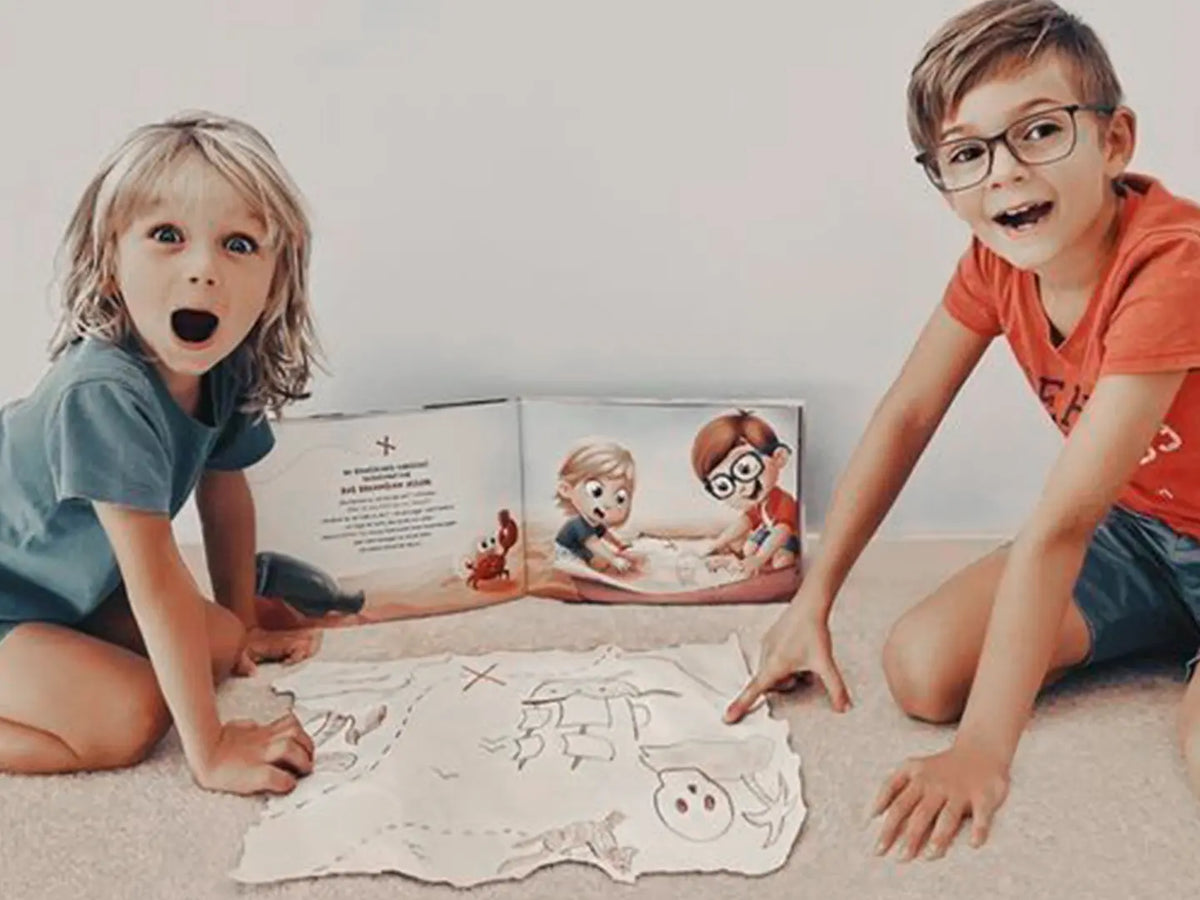 Brothers, sisters, cousins, are taken into lovely stories with pirates or cowboys in this personalized book for kids.