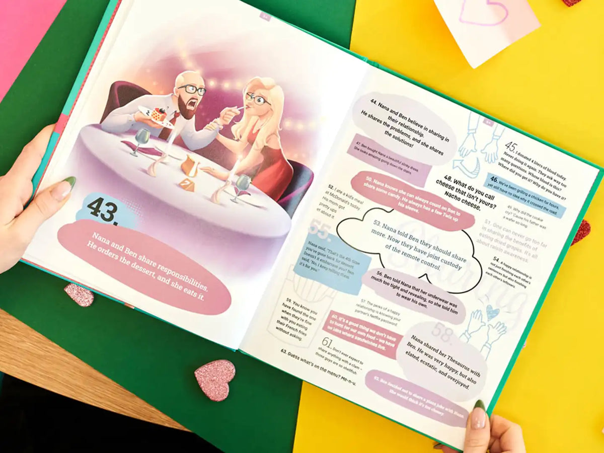 This funny personalized book of silly Valentine's day jokes will make you both laugh.