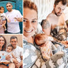 Happy couples with their babies and the best gift for dad, a personalized book for dads and baby.