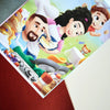 Cute custom family illustration in The Family book.