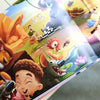 Illustration from the personalized book for families where the family is friends with African animals.