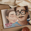 A personalized lovebook is on a table, the perfect gift for girlfriend and wife.