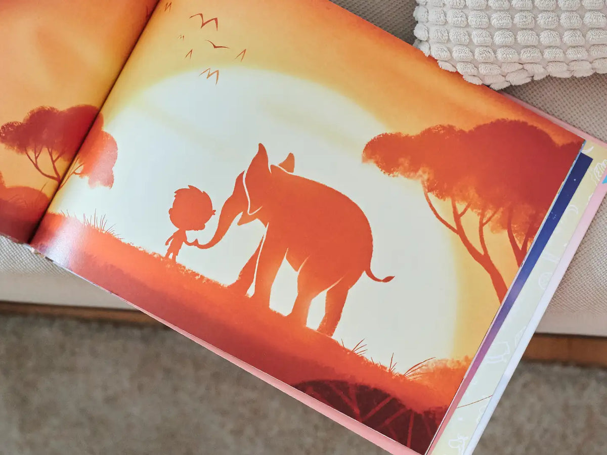 Inside of the personalized book for first-year celebrations.