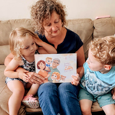 The best gift for grandma and grandpa for Mother or Father's Day, a personalized book about them and their grandkids.
