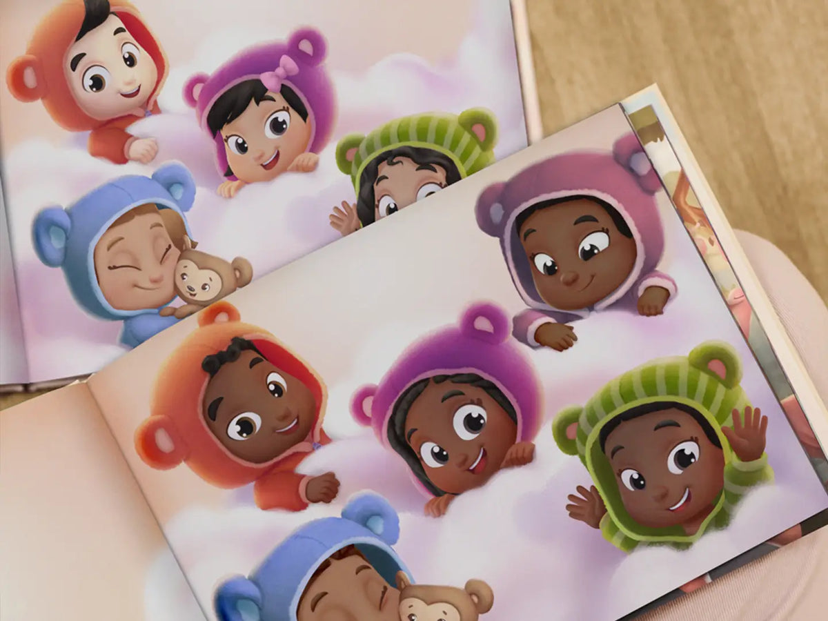 Each kid is personalized in this custom book for five kids which is a very unique present for a family with five kids.
