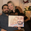 A man and woman embrace with their customized love book, the perfect gift for husbands or boyfriends.
