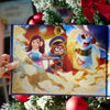 A vibrant illustration from a personalized xmas book.