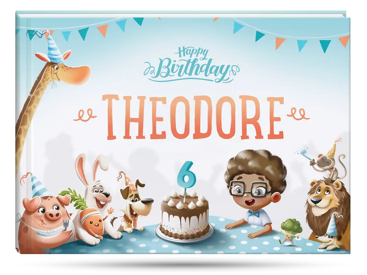 The cover of the personalized birthday book which is the perfect gift for a six-year-old.