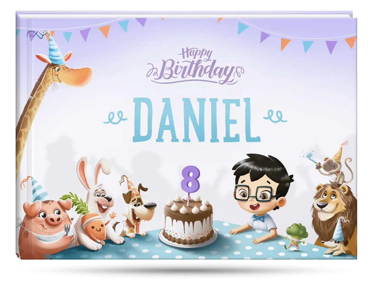 The cover of the personalized birthday book which is the perfect gift for a eight-year-old.