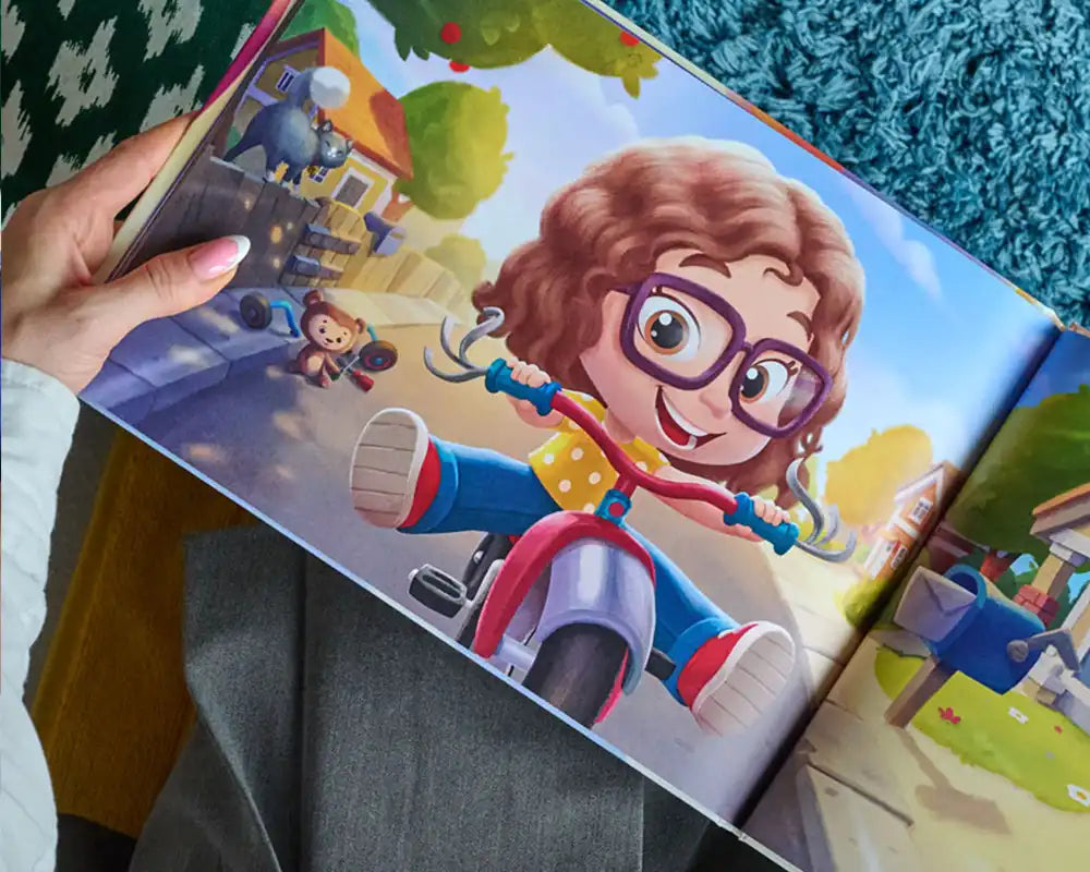 Every page of this personalized daddy and me book captures joyful childhood moments, like first bike rides to big smiles and is a great father's day gift.