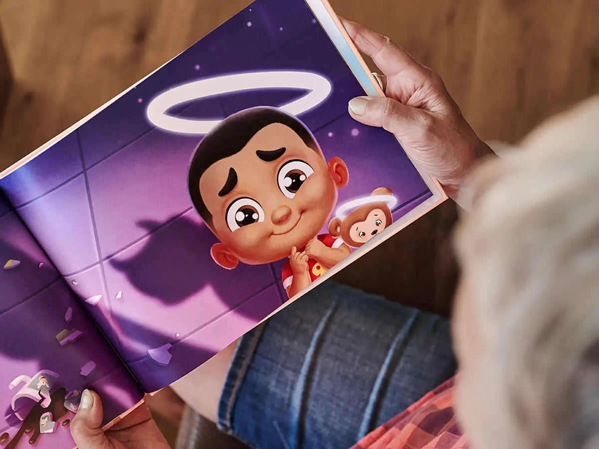 An illustration from a personalized book for granny.