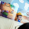 Two kids looking for treasure illustration from custom home alone book which is a great Christmas gift.