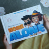 The cover of new personalized home alone book for siblings which is a great birthday gift.