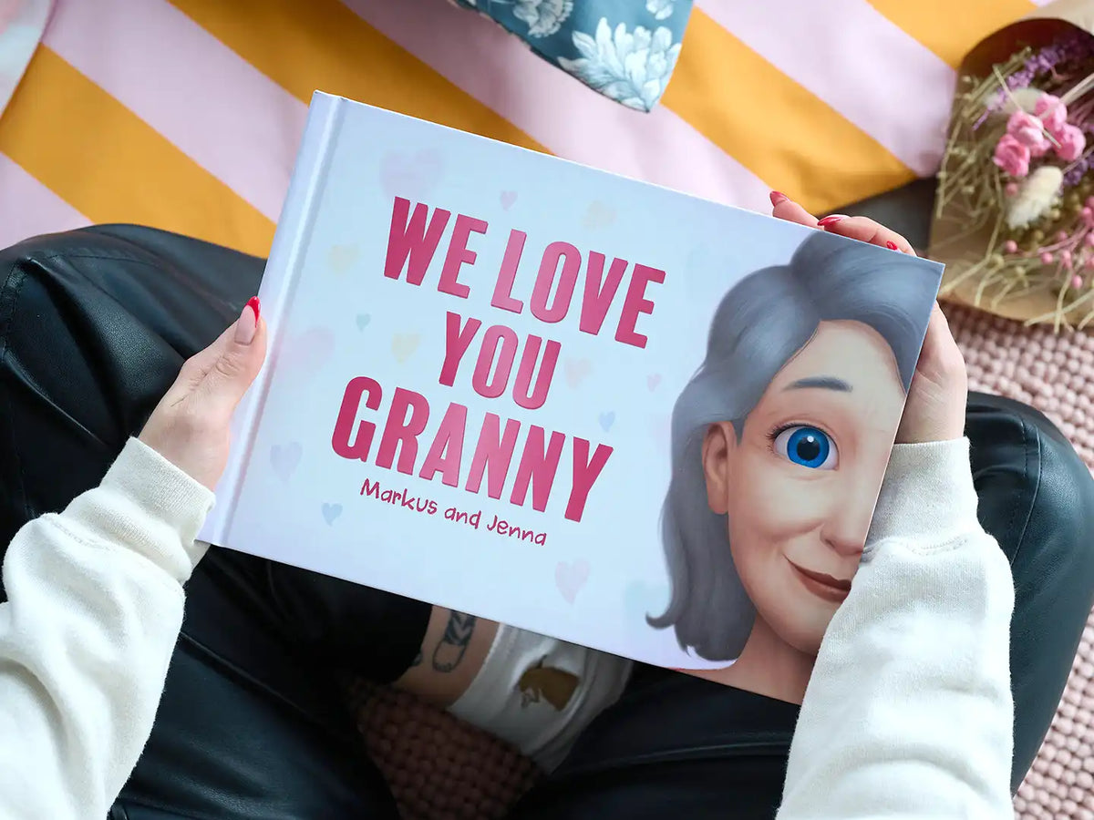 A new personalized book for grandma from her two grandkids is a great gift.