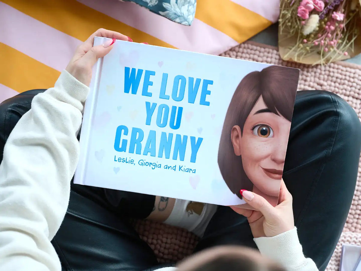 A new personalized book for grandma from her three grandkids is a great gift.