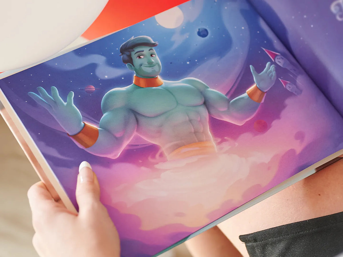 A colorful illustration from Hooray Heroes´ personalized book for friends.