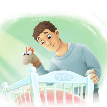 An illustration of the father character from a custom book for dad and child.