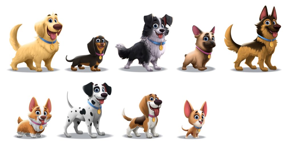 Personalization options for dogs in Hooray Heroes' books.
