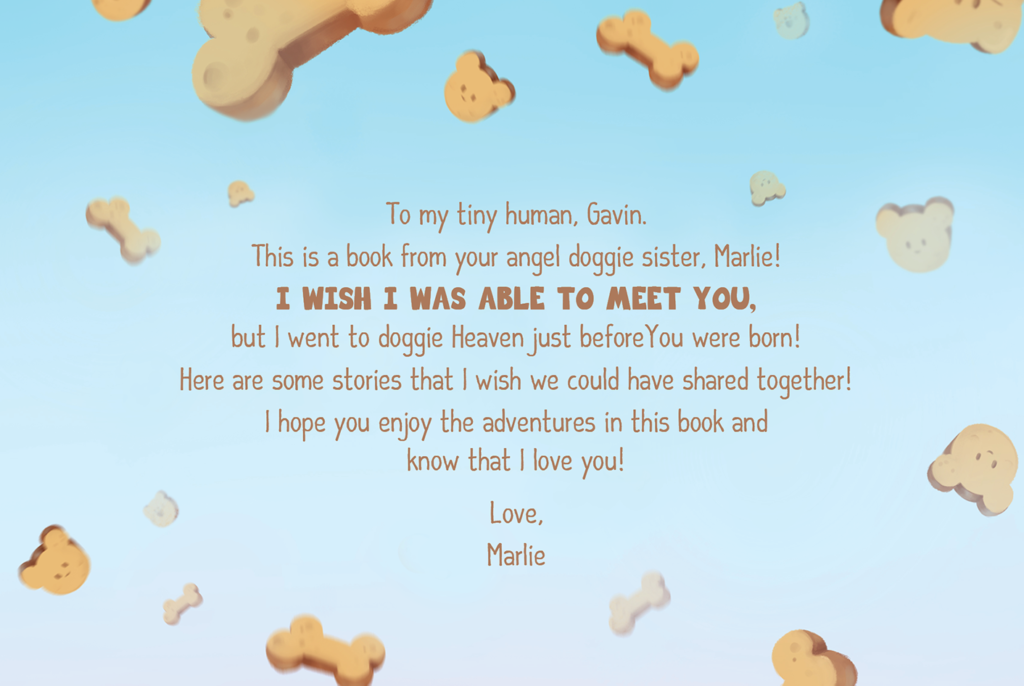 A dedication from a one-of-a-kind book for pets and kids, the best gift for pet lovers.