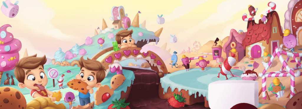 Candyland illustration from the new personalized book for siblings.