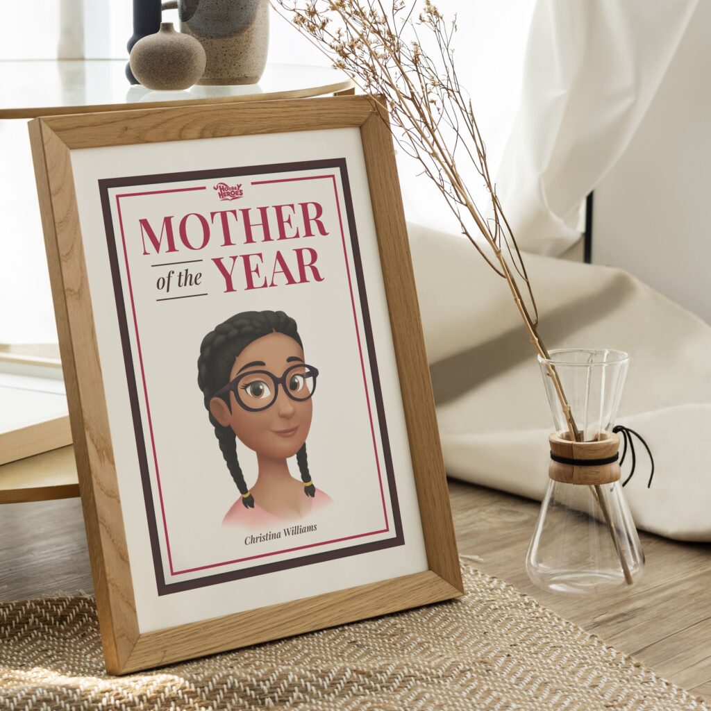 A framed photo of Hooray Heroes' Free Personalized Mother's Day Plaque.