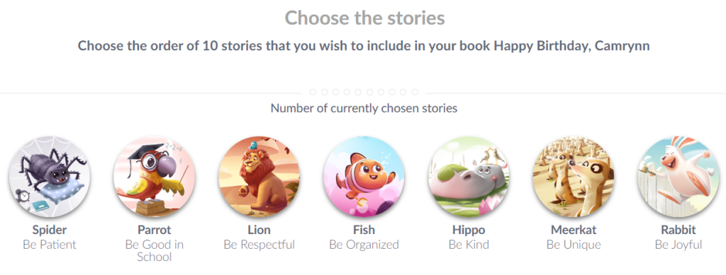 Choose the stories for your personalized birthday book by Hooray Heroes.
