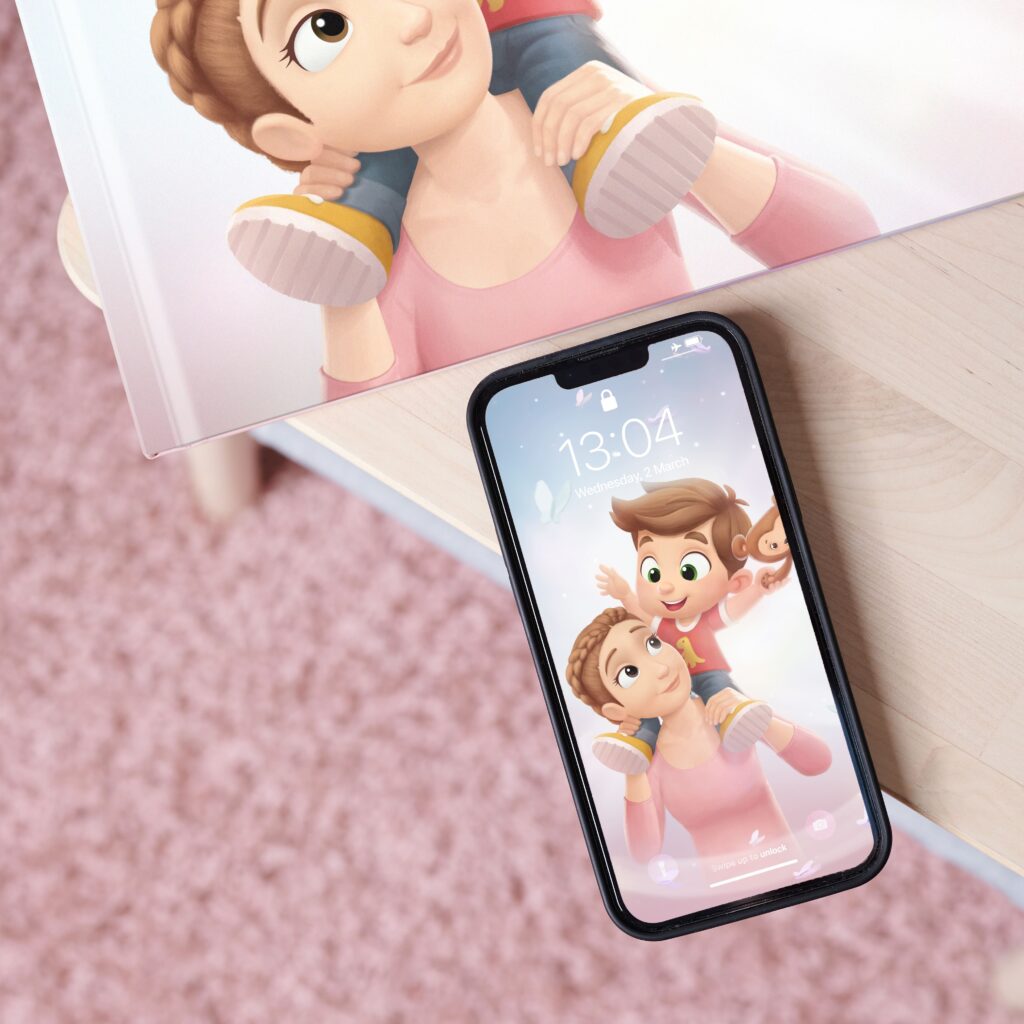 A photo of a Mom and Kiddo Mobile Wallpaper.