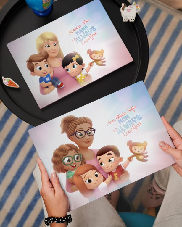 A personalized book for mommy and 2 or 3 kids by Hooray Heroes. 