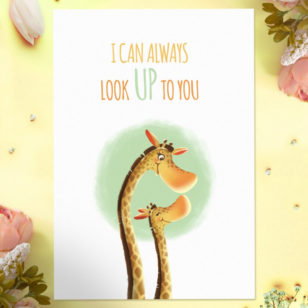 "I can always look up to you" free mom-inspired card from Hooray Heroes.