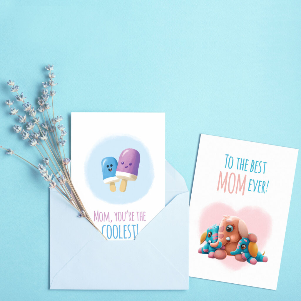 An example of two free mom-inspired card from Hooray Heroes.