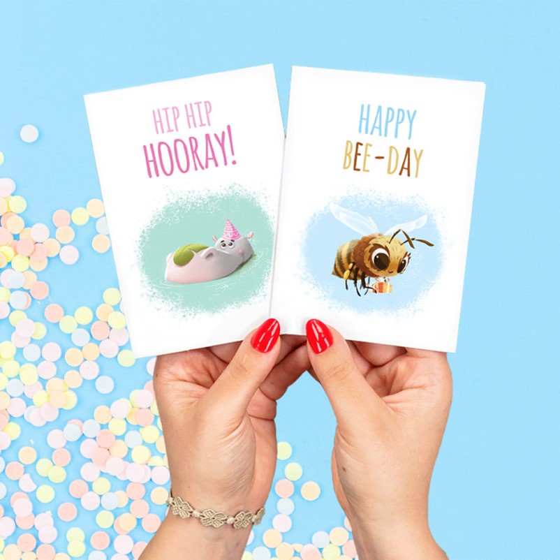 Two different examples of free birthday cards.