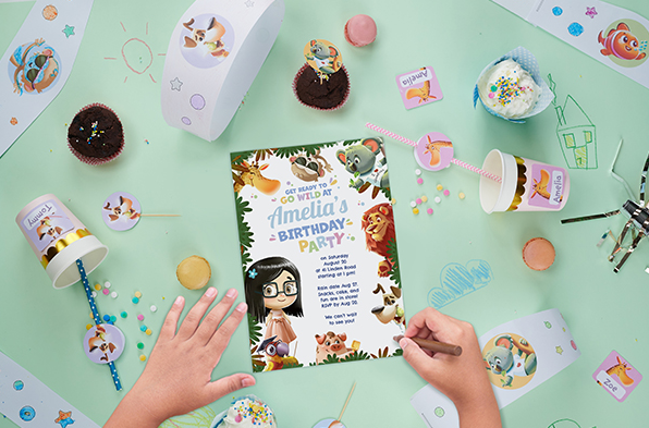 A personalized Birthday invitation. Free printable from Hooray Heroes.