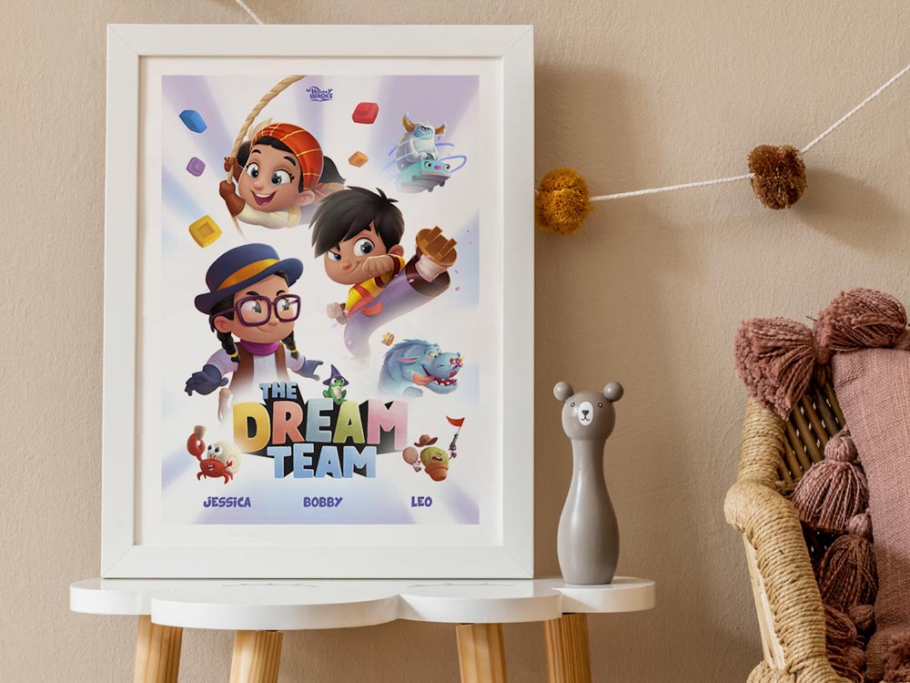 A free personalized poster that pairs well with the new personalized books for siblings from Hooray Heroes called The Dream Team.
