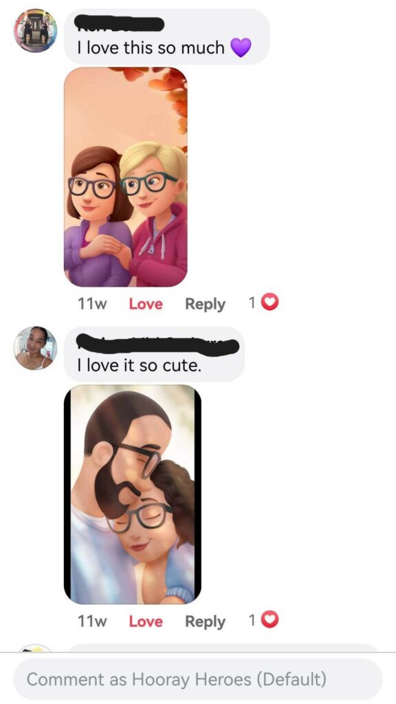 A screenshot from user comments about the personalized mobile wallpaper for couples on social media.