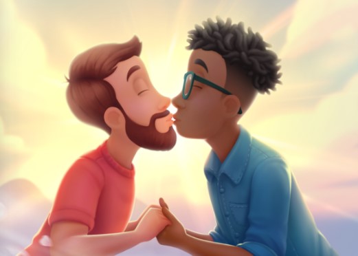 An illustration from a Hooray Heroes love book for same-sex couples.