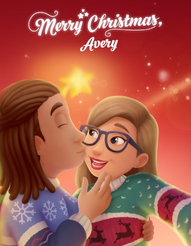 The front of a Hooray Heroes personalized Christmas card for couples.