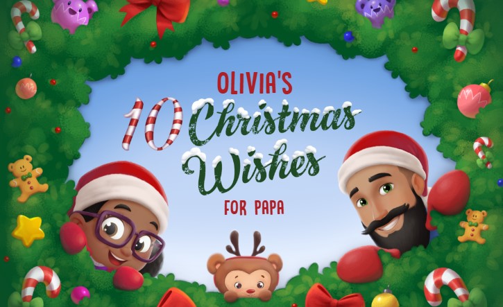 The cover of 10 Christmas Wishes personalized book by Hooray Heroes.
