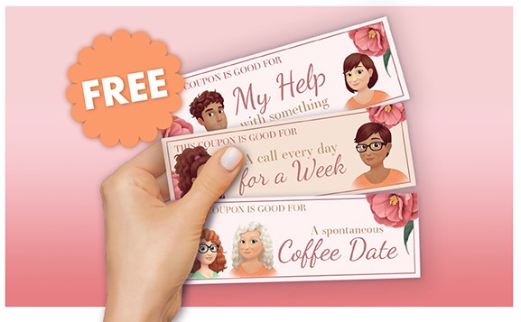 Free personalized coupons for mom from adult child. 