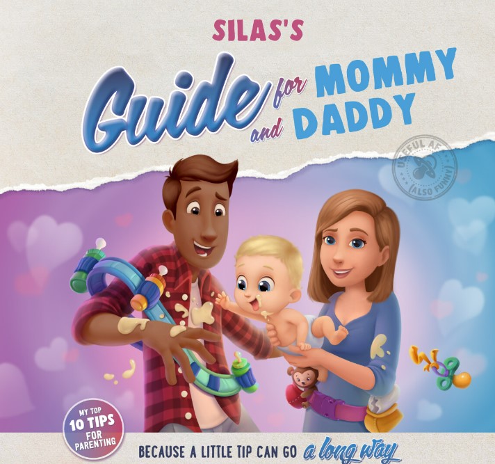 The cover of a Hooray Heroes' personalized family book, Silas's Guide for Mommy and Daddy.